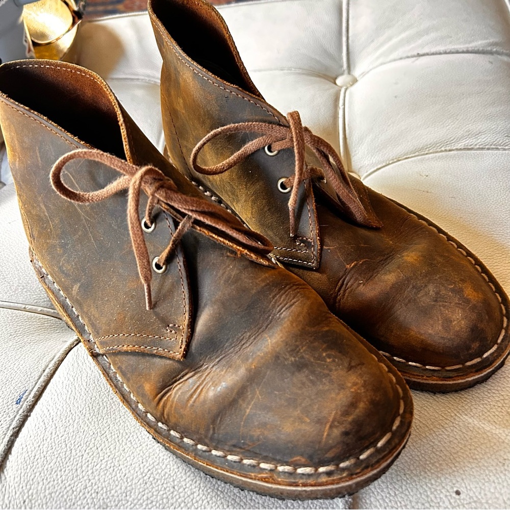 Clarks Brown Leather Ankle Booties - Lace-Up Casual sz 7